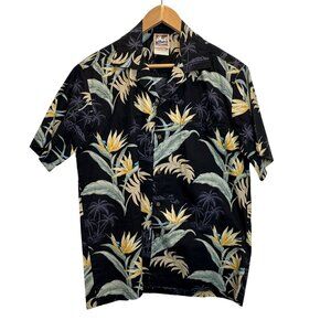 Vintage Hawaiian Togs Men’s Black Floral Short Sleeve Button-Up Shirt Med Top